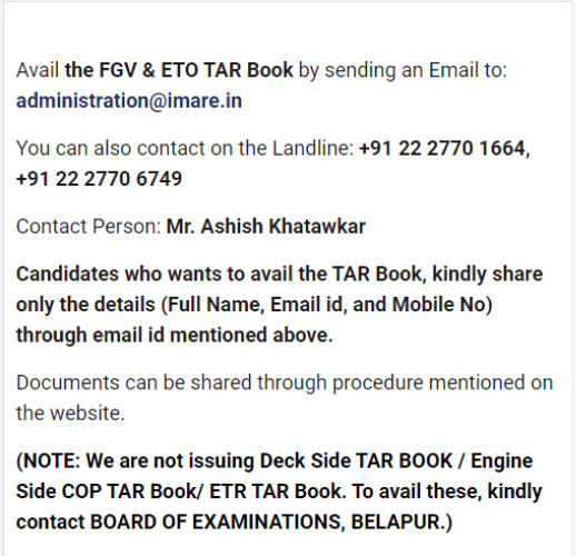 Availability of TAR Book